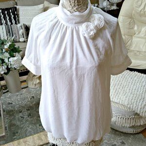 SO FEM Mock NECK BLOUSE Oh LaLa SZ L